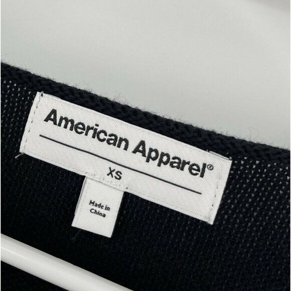 American Apparel Basic Knit V Sweater Size XS Black 100% Cotton - Picture 4 of 5